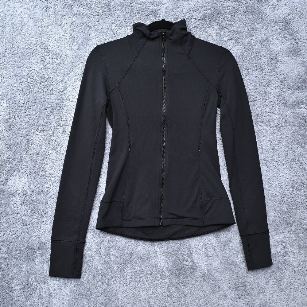 Calia Core Knit Jacket Full Front Zipper Pure Black Women's Size XS NWTS